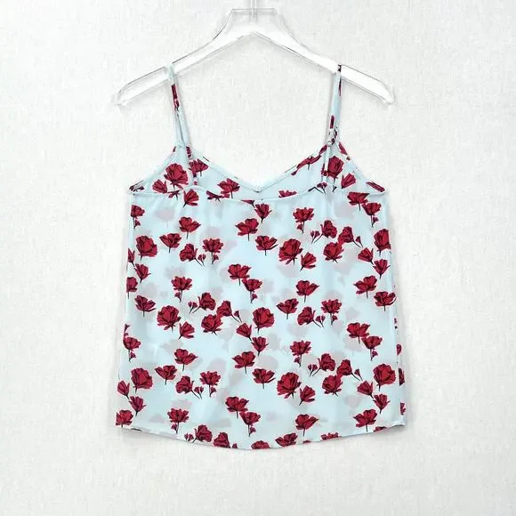 EQUIPMENT Layla Floral Print Silk Cami Tank Womens XS Blue Red Spaghetti Strap - Picture 8 of 16